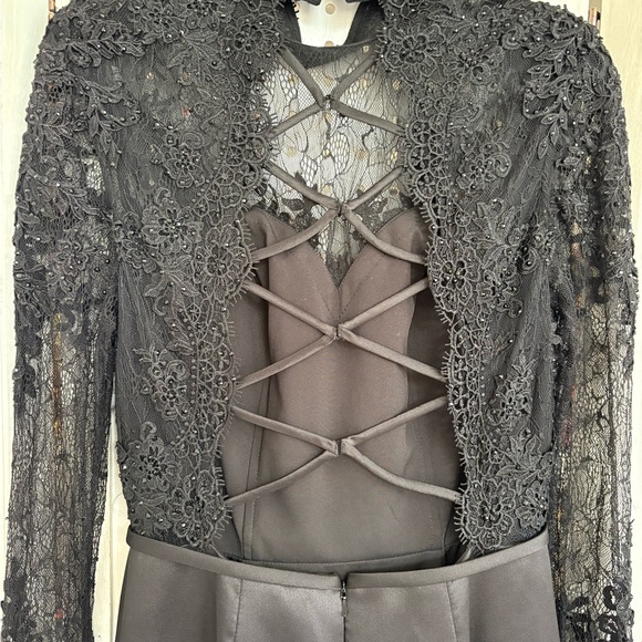 La Femme Black Long Sleeve Gown - Picture 7 of 12